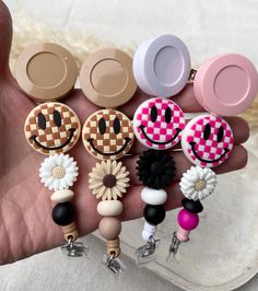 Who says wearing a badge has to be boring? Beaded badge reels are super fun accessory for Teachers, Nurses, Lab techs, vet techs, dental assistants and other professions that require an ID badge. Silicone and natural wood beads make a statement - taking boring into a fun accessory. Each badge reel is hand-threaded with high-quality silicone beads. Due to the non-porous nature of silicone, these beads can easily be washed & cleaned The badge reels are light weight, and have an alligator clip with 360o swivel for a secure and flexible attachment. It extends and retracts effortlessly. Sold Individually, Measures 3.5 inches in length optional: plain badge reel with no beads, just plain Custom orders welcome. Adjustable Multicolor Retractable Badge Reel, Multicolor Retractable Badge Reel For Gift, Adjustable Retractable Multicolor Badge Reel, Multicolor Retractable Badge Reel, Beaded Badge Reel, Hanger Diy, Id Badge Reels, Nurse Badge Reel, Dental Assistant