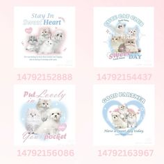 four stickers with dogs on them and the words stay in sweet heart written below