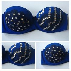 I Bejewel It Myself. Size 36b New Without Tags Rhinestone Bra, Blue Black, Custom Made, Color Blue, Womens Sizes, Bra, Tags, Women Shopping, Blue