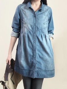 Vestiti In Jeans, Long Linen Shirt, Oversized Dresses, Women Shirt Dress, Linen Long Dress, Moda Denim, Mode Hippie, Denim Tunic, Shirt Dress Summer