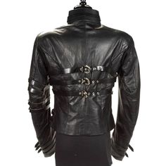 Michael Jackson Punk Leather Jacket Gothic Outerwear With Rivets, Winter Alternative Style Leather Jacket With Rivets, Winter Leather Jacket With Rivets In Alternative Style, Winter Alternative Leather Jacket With Rivets, Alternative Style Leather Jacket With Rivets For Winter, Fitted Alternative Outerwear With Rivets, Gothic Long Sleeve Leather Jacket For Concerts, Gothic Fitted Biker Jacket With Rivets, Fitted Gothic Leather Jacket