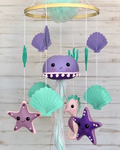 an octopus, starfish and jelly fish mobile