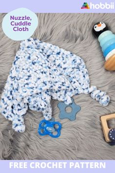 the crochet pattern is for a baby's hat and pacifiers