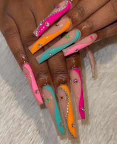 Marble French Nails, Pressons Nails, Acrylic Nail Designs Coffin, Nails Marble, Nails Salon, Dope Nail Designs, Exotic Nails, Long Acrylic Nails Coffin, Acrylic Nails Coffin Pink