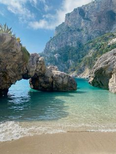 the water is crystal blue and clear at this beach