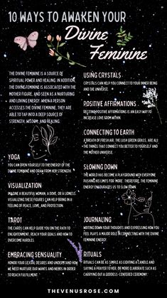 The Divine Feminine is a powerful, creative, and nurturing energy. It is a source of spiritual power and healing, and can be accessed in a variety of ways. In addition, the Divine Feminine is often associated with the mother figure, and seen as a nurturing and loving energy. It is believed that when a person accesses the divine feminine, they are able to tap into a deep source of strength, wisdom, and healing. Click to learn more. #divinefeminine #feminineenergy #spirituality #spiritual Herbs For Feminine Energy, Different Types Of Feminine Energy, Feminine Energy Spirituality, The Feminine Universe, Divine Feminine Definition, Getting Into Spirituality, Divine Feminine Boundaries, Crystals For Dark Feminine Energy, Divine Feminine Shadow Work
