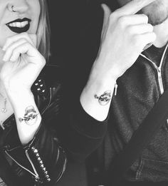 Gothic Marriage Tattoos: Matching Skulls Design Hand Tattoos For Couples, Skeleton Couple Tattoo, Wedding Date Tattoos, Small Couple Tattoos, Date Tattoos, Couple Tattoos Unique