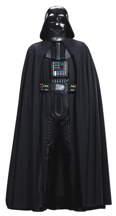 the darth vader costume is shown in black