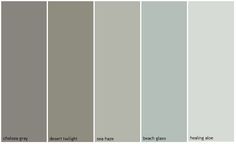 some gray paint colors that are in the same color scheme, with different shades to choose from