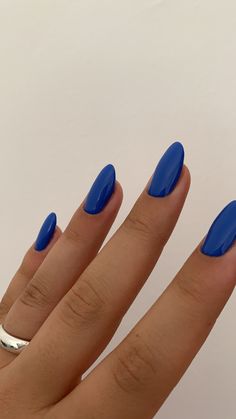 Cute Plain Color Nails, Blue And White Nail Designs Simple, Nails 2023 Trends Summer Blue, Acrylic Nails Ideas Solid Color, Different Shades Of Blue Nails, Solid Color Nail Ideas, Blue Nail Ideas, Milky Nails, Smink Inspiration