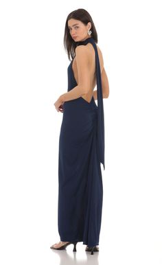 One Shoulder Scarf Strap Maxi Dress in Navy Shoulder Scarf, Upf Clothing, Dresses Date Night, Maxi Bodycon Dress, Strap Maxi Dress, Casual Day Dresses, Ruched Bodycon Dress, Straight Dress, Junior Bridesmaid Dresses