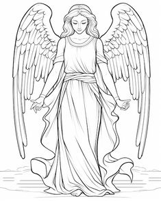 an angel with large wings standing on the ground