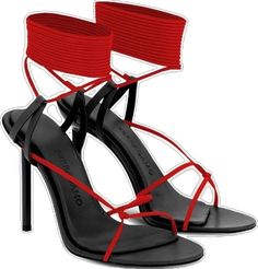 Strappy Stilettos, Stiletto Sandals, Sandals Black, Black Sandals, Contrasting Colors, Stiletto Heels, Open Toe, Fashion Branding, Black And Red