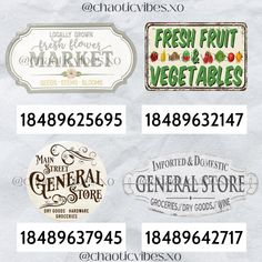 four different types of fruit and vegetable labels