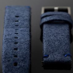 The top material is blue FELT with calfskin leather lining with a stainless steel quick-release pin. Stainless Steel pin buckle. This leather strap is available in 1 size only. 20mm for the watch The Hybrid E-Blue watch head 43mm *The watch is not included. Modern Vintage Home, Blue Watches, Traditional Design, The Watch, Vintage Home, Modern Vintage, Calf Skin, Leather Bracelet, Leather Straps