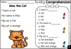 an orange cat worksheet with the words max the cat in front of it