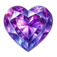 a purple heart shaped object with lots of diamonds on it's sides and the center is