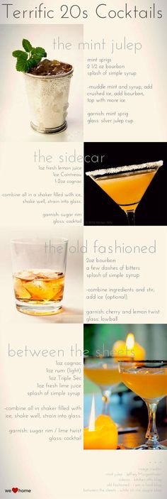 the different types of cocktails are shown in this info sheet, which shows how to make