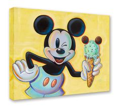 a painting of mickey mouse holding an ice cream cone