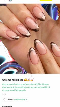 Bronze Nails Designs, Bronze Nails, Bridesmaids Nails, Chrome Nail Art, Chrome Nails Designs, Chrome Nail, Thanksgiving Nails