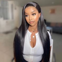 Straight 13x6 13x4 Lace Front Wigs Virgin Human Hair With Baby Hair 150% 180% Density - Lumiere hair Straight Closure Wig Black Women, Straight Hair Highlights, Wig Collection, Hair Magic, Straight Weave Hairstyles, Hair Company, Natural Hair Extensions, Braided Styles, Glueless Wig