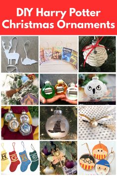 christmas ornaments are featured in this collage with the words diy harry potter christmas ornaments