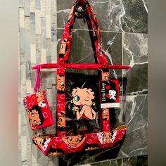 Large Transparent Bag I Have Two Large Transparent Betty Boop Bags Each For $65. Comments For Any Questions. Trendy Red Bags With Clear Strap, Multicolor Bags With Clear Strap For Everyday Use, Multicolor Bags With Clear Strap, Red Rectangular Bag With Clear Strap, Red Bags With Clear Strap For Everyday Use, Betty Boop Pink, Breast Workout, Transparent Bag, Betty Boop