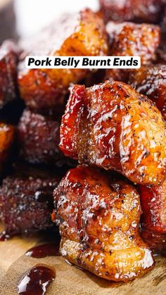 pork belly burnt ends on a cutting board