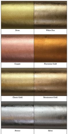 the different colors of metallic foils and their names are shown on this page, which shows