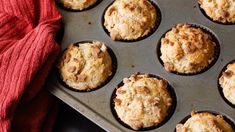 a muffin tin filled with freshly baked muffins