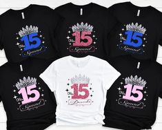 Mis Quince Squad Shirt, Quinceanera Gift Shirt, 15th Birthday Shirt, Quinceanera Matching Tee, Sweet Quince Crew TShirt, Sweet 15 Gift Shirt ** How To Order: 1- Please, Check and Review all Photos. 2- Choose your size from the drop-down menu and add each shirt to your cart one at a time. 3- Select Your Shirt Color from Drop-down 2 which is Shirt Color. 4- Your shipping will automatically combine when ordering multiples. 5- Checkout all at once, when the correct color and quantity has been added. Quinceañera Shirts Ideas, Quince Shirts, Quinceanera Gifts, Squad Shirt, Sweet 15, 15th Birthday, Custom Shirt, Sweet Sixteen, Birthday Shirt