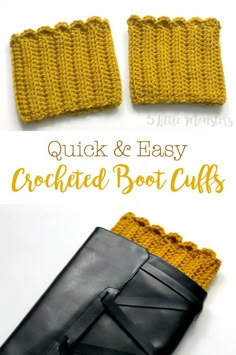 the crocheted boot cuffs are easy to knit