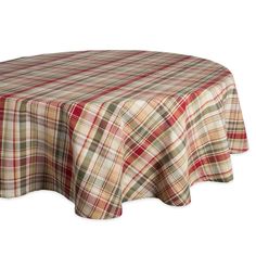 a plaid tablecloth on a white background