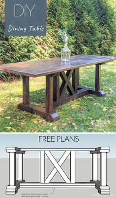 the free plans for this dining table are easy to build and can be used in any room