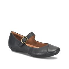 Eurosoft-Selma Mary Jane Flat Add to your casual or professional wardrobe with the Selma flat from Eurosoft. This Mary Jane pair sports a supportive footbed with a subtle heel to ensure comfortable steps. Casual Slip-resistant Round Toe Flats, Slip-resistant Medium Width Flats, Casual Slip-on Flats With Arch Support, Black Flats With Arch Support For Spring, Synthetic Flats With Arch Support For Work, Comfortable Casual Flats With Ortholite Insole, Black Synthetic Flats With Arch Support, Black Flats With Arch Support And Round Toe, Casual Flats With Arch Support