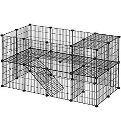 a cage that has four sections with one door open