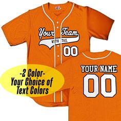 Craft your own custom fan gear with our Custom Orange Baseball Jersey, complete with White Piping. Personalize it with your team's name as a Baseball Logo, player name, and numbers for a truly unique look. This classic traditional Professional Grade full button piped jersey is made of comfortable and breathable mid weight moisture wicking stretch mesh material. Features include an authentic sewn-on braid and extra wide spacing on the front between the upper buttons to fit a large team logo, incl Baseball Logo, Baseball Socks, Football Pants, Custom Baseball Jersey, Uniform Pants, Custom Basketball, Soccer Shorts, Baseball Pants, Color Text