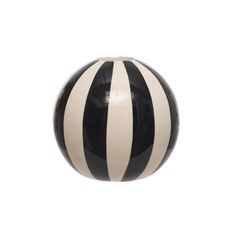 a black and white striped ball on a white background