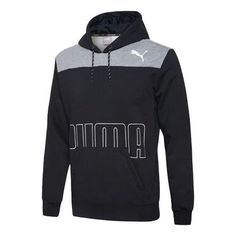 PUMA Modern Logo Sports Fleece Hoodie 'Black' 844167-01 Black Sportswear Hoodie For Outdoor, Outdoor Sportswear Black Hoodie, Black Outdoor Sportswear Hoodie, Functional Fleece Sweatshirt For Sports, Sports Fleece Hoodie With Drawstring Hood, Urban Fleece Sweatshirt For Sports, Fleece Hoodie With Drawstring For Sports, Urban Style Fleece Sweatshirt For Sports, Winter Sports Sweatshirt With Kangaroo Pocket