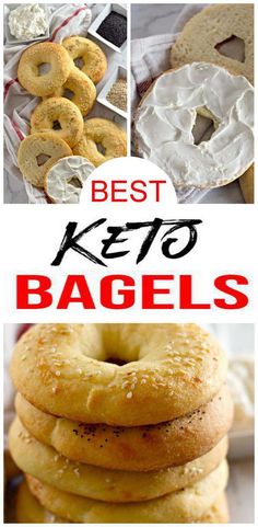 the best keto bagels are in this collage with text overlay that reads, best keto bagels