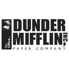 the logo for dunder mifflin's paper company is shown in black and white