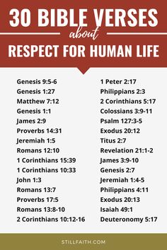 the 30 bible verses about respect for human life