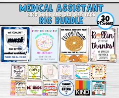 the medical assistant big bundle includes posters, cards and magnets to help kids learn how to