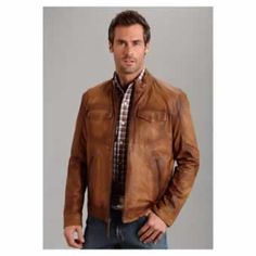 Men's Stetson® butter soft distressed leather jacket.  -Color: Carmel -Fully Lined -Metal Zippers on Front Closure -Zippered Pockets -1 Point Flaps Over Stitched Chest Pockets -Stand Collar -Leather Zipper Pulls -Snap Cuffs -1 Point Back Yoke Classic Distressed Outerwear For Fall, Fitted Distressed Brown Biker Jacket, Casual Style, Casual Fitted Distressed Brown Biker Jacket, Winter Distressed Leather Outerwear, Rugged Leather Outerwear For Spring, Rugged Distressed Brown Outerwear For Fall, Classic Distressed Long Sleeve Outerwear, Casual Distressed Brown Long Sleeve Biker Jacket, Casual Distressed Brown Biker Jacket