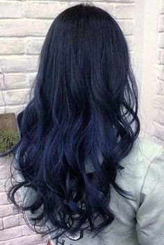 Dark Blue Hair Dye, Midnight Blue Hair, Dyed Hair Blue, Blue Black Hair, Dark Blue Hair, Hair Dark, Hair Color Blue, Ombre Hair Color, Trendy Hair