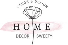 the logo for decor and design, home decor sweety with a pink watercolor background