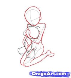 a drawing of a person sitting on the ground with their arms wrapped around each other