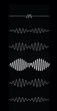 an image of various waves in black and white on a dark background with the words, sound wave