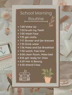 Morning Routine School 7:00, 7th Grade Morning Routine, Online School Morning Routine, Morning School, Morning Checklist