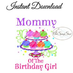 a birthday card with cupcakes on it and the words, instant downloaded birthday girl